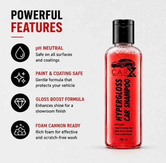 HYPERGLOSS CAR SHAMPOO | 200ml | UltraSlick Formula | Car Shampoo with Advanced Foaming Technology