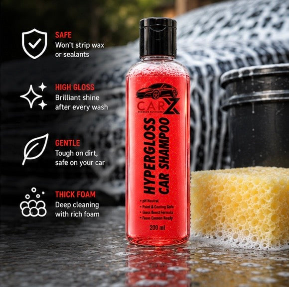 HYPERGLOSS CAR SHAMPOO | 200ml | UltraSlick Formula | Car Shampoo with Advanced Foaming Technology