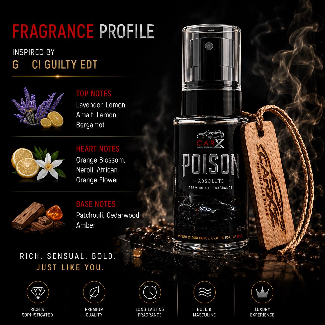 POISON ABSOLUTE Luxury Car Perfume | Inspired by GUILTY | 40ml